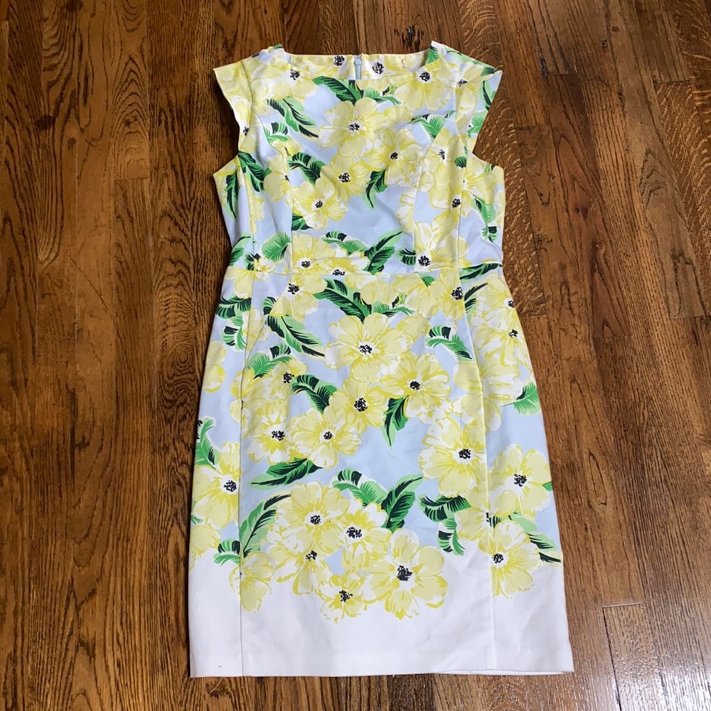 Dress Barn Size 14 Blue Yellow Green Floral Dress